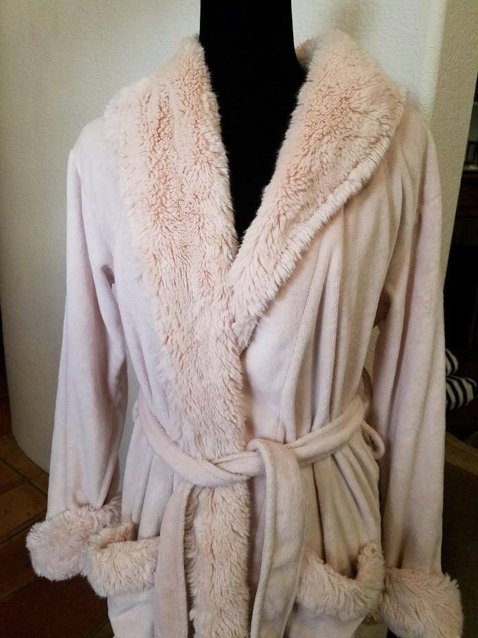Pottery Barn Tonal Colored Faux Fur Robe Pink Pre-owned Medium