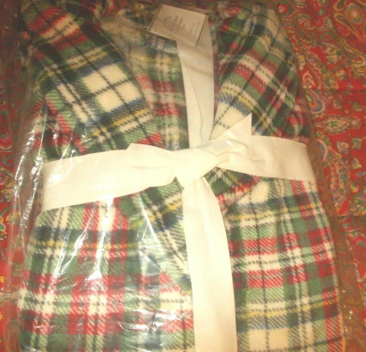 POTTERY BARN DENVER PLAID PLUSH ROBE, MEDIUM, NEW