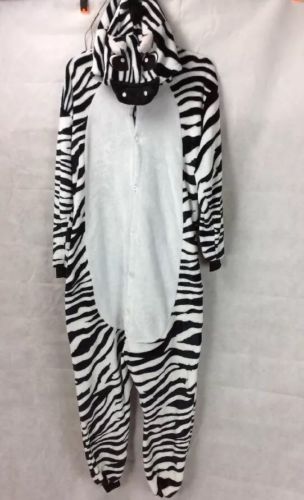 Unisex Adult Zebra Animal Pajamas Plush One Piece Cosplay Halloween SZ L