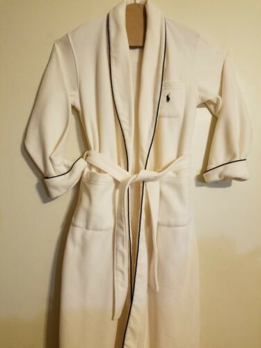 NEW POLO RALPH LAUREN ONE SIZE ROBE WHITE, 100% POLYESTER, 50