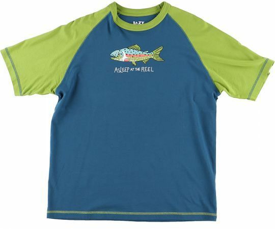 Lazy One Unisex Sleep Tee Shirt Fish Asleep At The Reel Blue Green Men's Small