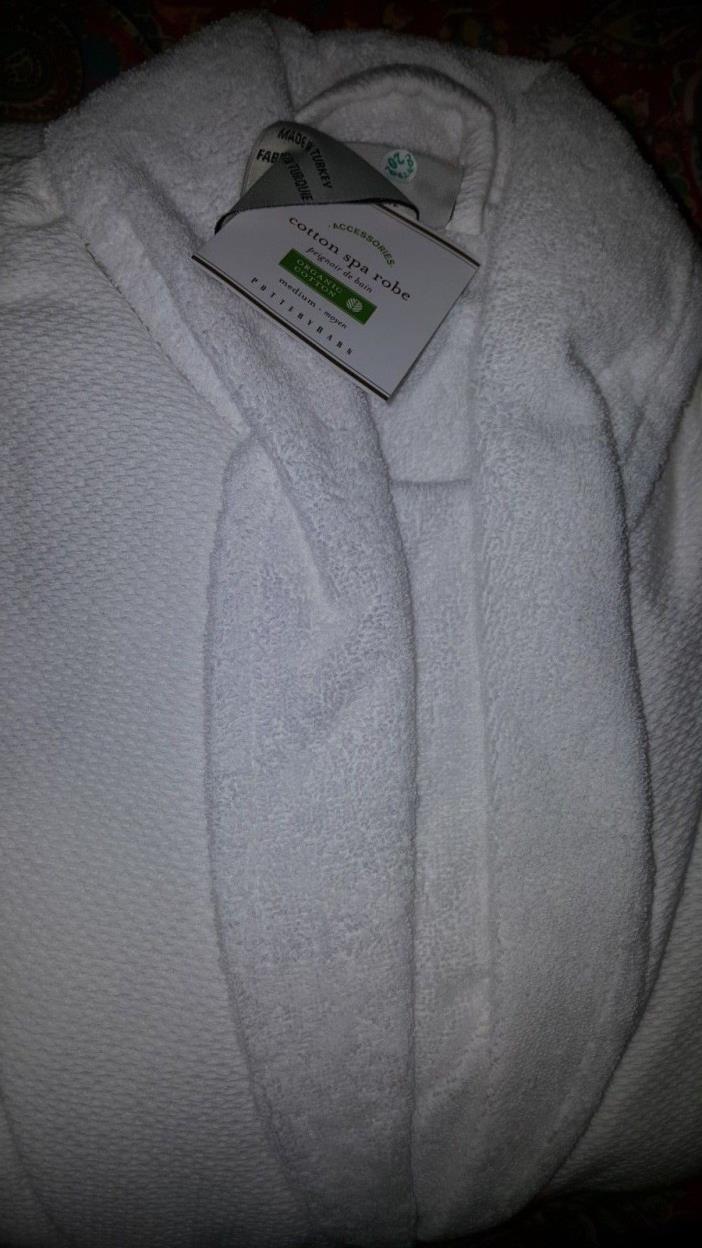 POTTERY BARN ORGANIC COTTON SPA ROBE, WHITE, MEDIUM, NEW