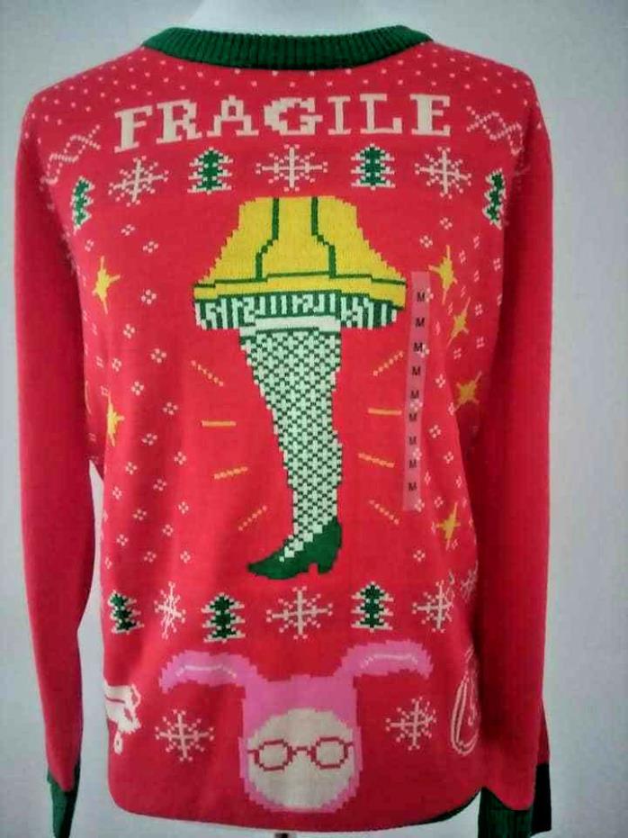A Christmas Story Lamp Fragile Red Green Ugly Christmas Sweater NEW