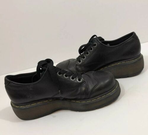 DR DOC MARTEN shoes USM 6 USL 7 Black Leather 8651 Lace Up Oxford Platform