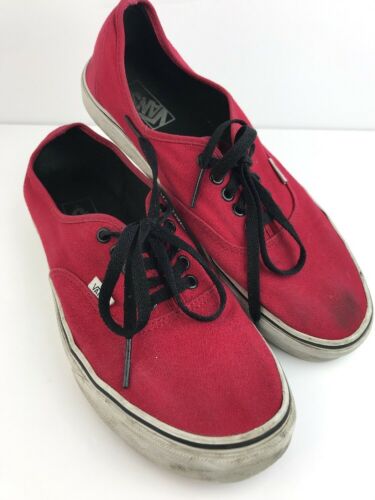 VANS Unisex AUTHENTIC Red Canvas Lace Up Sneakers US M-10.5 W-12.0 (TB4R)