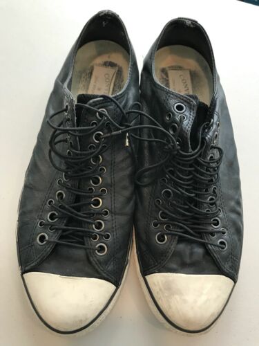 John Varvatos Converse Sneaker Leather Black Vintage Low Top Distressed Style