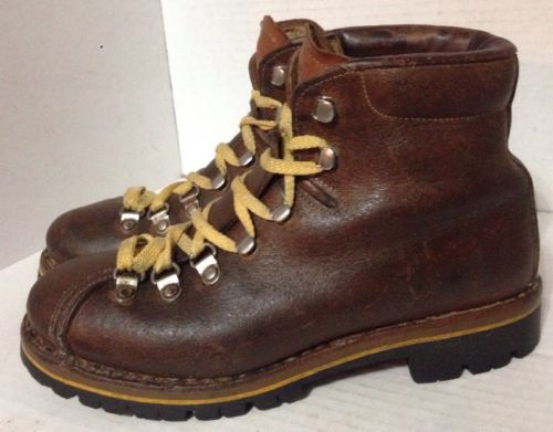 Vtg Raichle Hiking Boots Brwn Leather Vibram Sole MADE IN SWITZERLAND W 7 /M 6