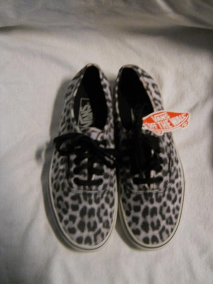 Vans Off the Wall Canvas Shoes Mens 6.5 Womens 8 Leopard Black Gray