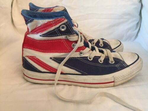 THE WHO BRITISH FLAG CHUCK TAYLOR CONVERSE HIGH TOP SNEAKERS SHOES CANVAS size 6