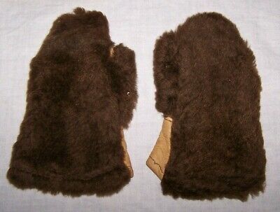 VINTAGE TODDLER FAUX FUR AND LEATHER MITTENS-BOY-WINTER