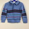 Toddler Boys Vintage Leisure Sport Sweater Blue with Red Green Stripes Size 3T