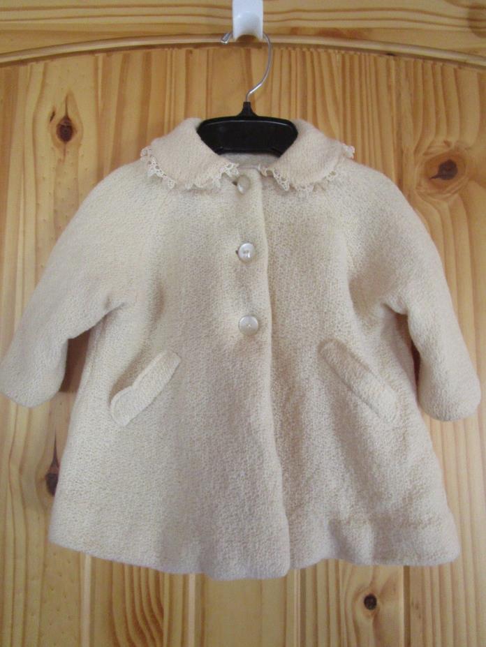 Vintage Infant Toddler Handmade Lined Coat Jacket 1960s (Minor Repair Needed)