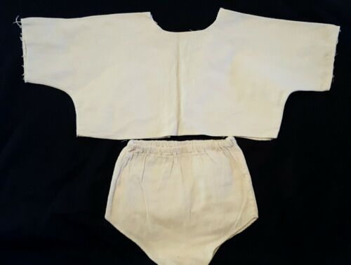 Vintage Homemade Baby Shirt and Diaper Cover white unisex