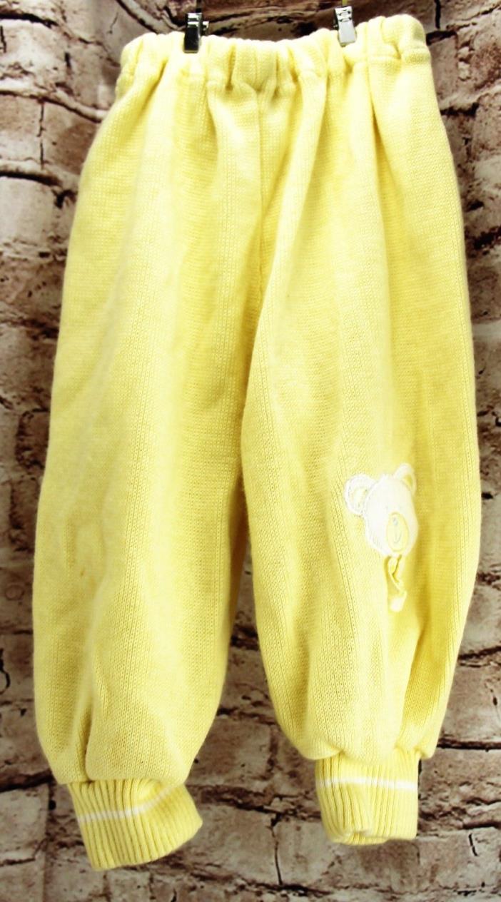 Vintage Knitted Yellow Acrylic Bottoms Teddy Bear Baby Size 6-9 Months