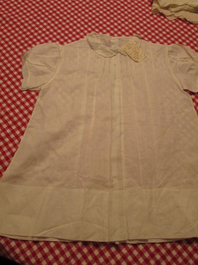 1940s Era Vintage Baby Infant Doll Dress Madeira Hand Embroidery New Old Stock