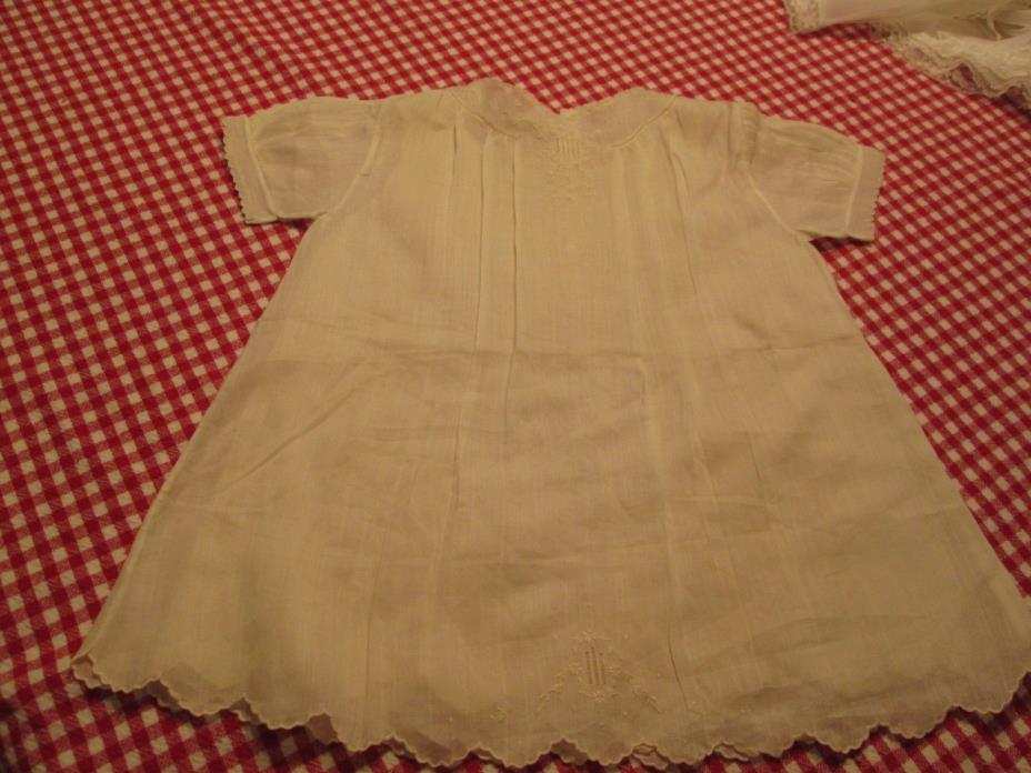 1940s Era Vintage Baby Infant Doll Dress W Matching Slip Hand Embroidery New Old