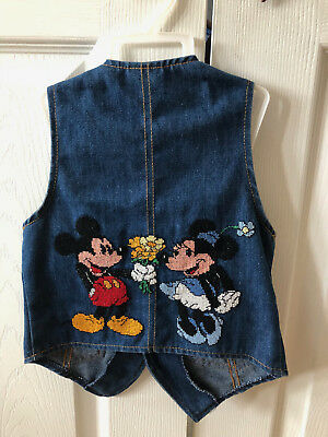 DISNEY Mickey Mouse Minnie Cross Stitch Childrens Boy Girl Levi Denium Vest sz 4