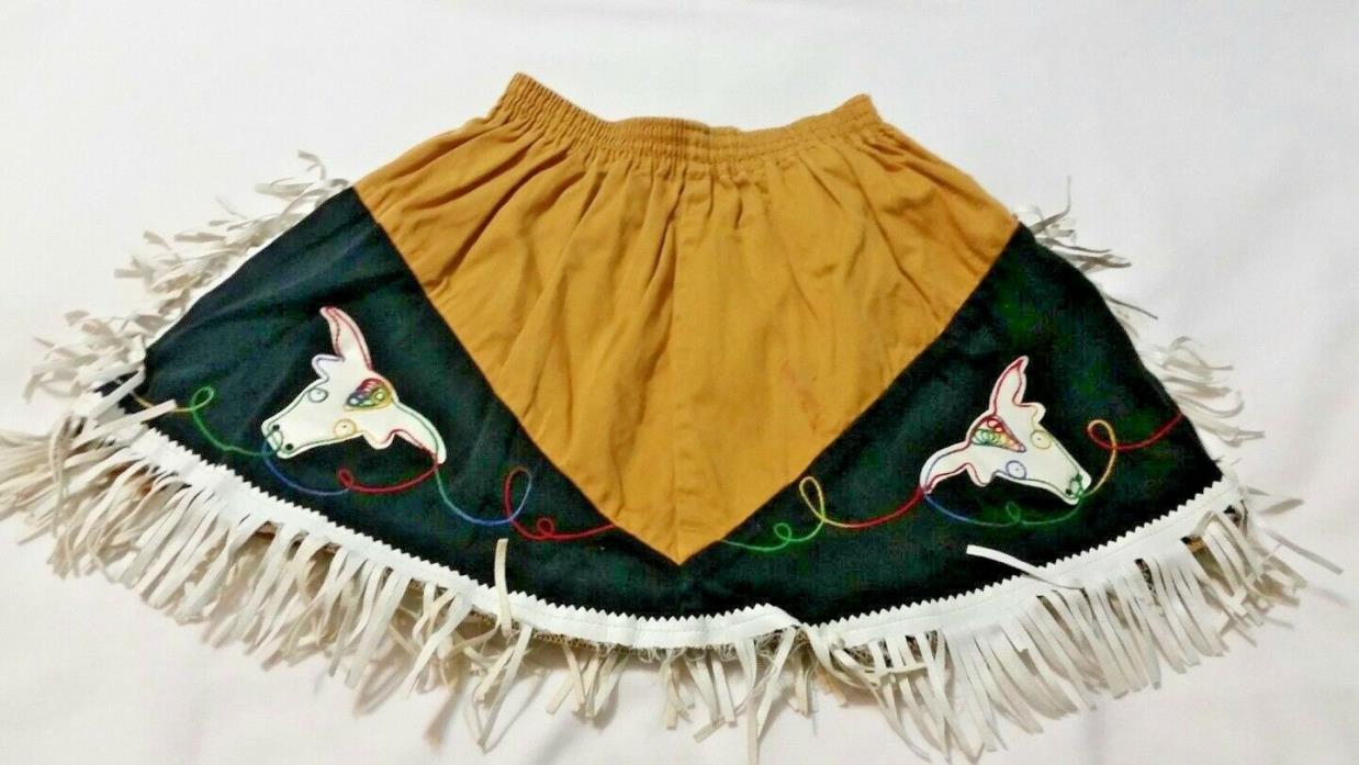 Vintage Western Cowgirl Skirt Elastic Waist Brown Black White Child's Size S