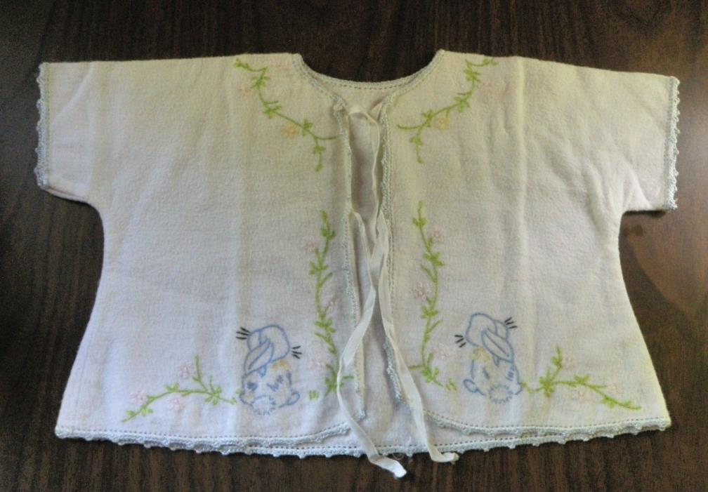Vintage Infant Kimono Handmade Embroidered ~ for Baby Doll Display Rabbit Flower