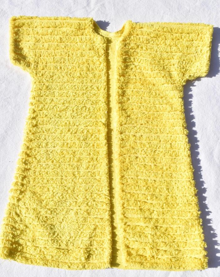 Vintage Baby Layette Chenille Blanket Pillow Robe Yellow Cotton Newborn Shower