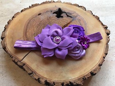 BABY TODDLER CLUSTER FLOWERS HEADBAND PHOTO PROP GIFT PURPLE GIFT