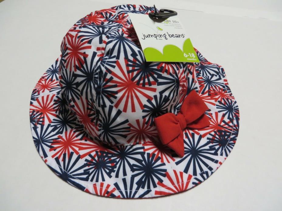 New JUMPING BEANS STARBURST Print Sun Hat ~ 6-18 Months, UPF 50+, Lined, Strap