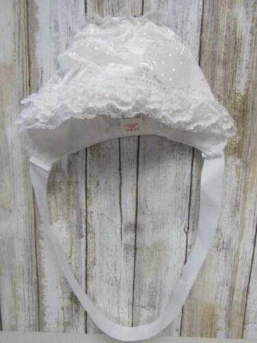 Vintage Satin Baby Bonnet White 6-9 Months Christening Baptism Haddad Bros