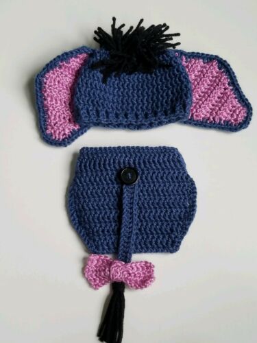 Handmade Crochet Baby Eeyore Outfit, Newborn Photo Prop ,baby shower gift