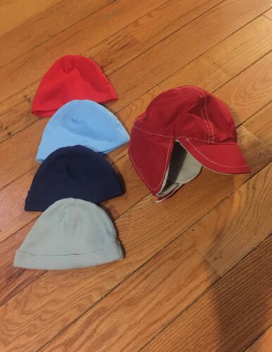 Baby Boy 0-3 Newborn Hat Cap Lot Old Navy Trapper Red Blue Gray