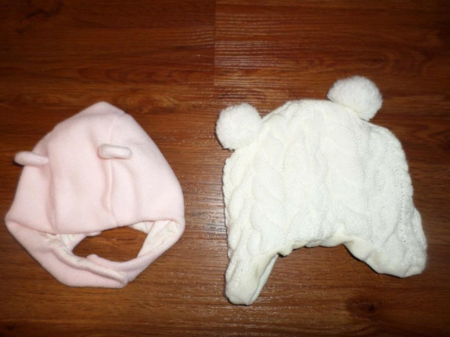 BABY GIRL WINTER HATS PINK AND IVORY  SIZE 0-6 MONTHS BABY GAP AND KOALA KIDS