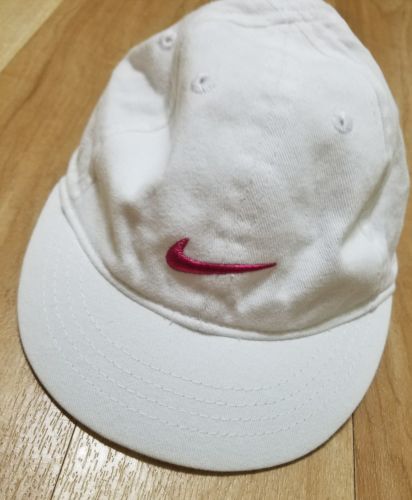 White Nike Baby Girls Pink Swoosh Baseball Cap Hat Infant