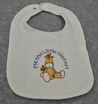 Personalized Custom Embroidered Sock Horse Pony on a White Baby Toddler Bib New