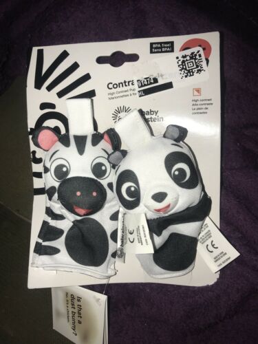 Zebra And Panda Black And White Baby Mitten Rattles NEW IN PACKAGE!