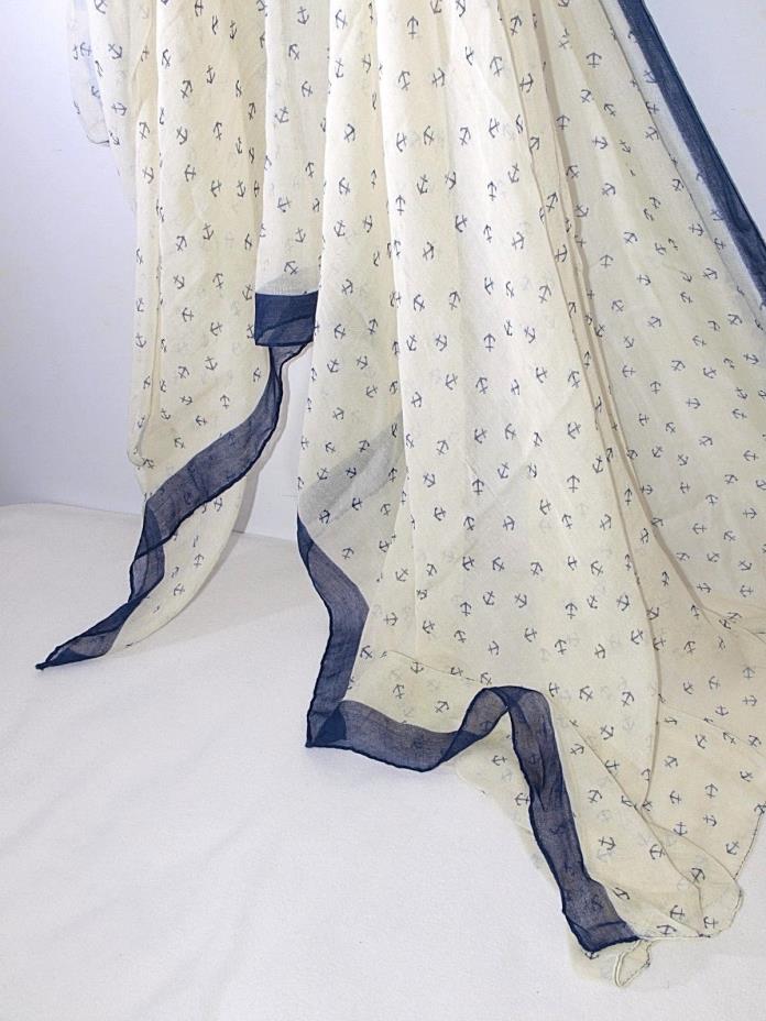 Oversized Nautical Print Anchor Sheer Blanket / Scarf / Baby Swaddle Wrap 75x38