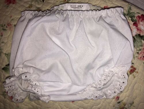 Baby Diaper Eyelet Cover Bloomer Embroidery Blank - White - 3-4