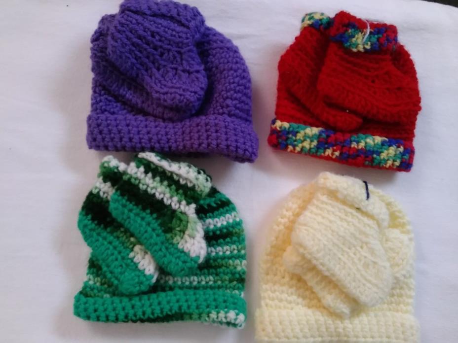 HANDMADE CROCHETED HATS AND BOOTIES  NEW   SET OF 4  GROUP C