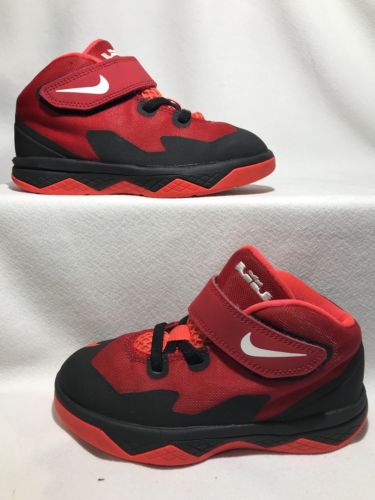 Toddler Boy Size 10 Nike Lebron James Soldier 8 Red Black Basketball Shoes A3401