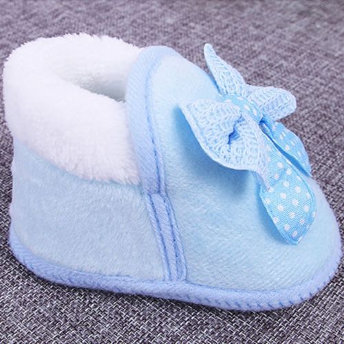 Newborn Unisex Baby Plush Toddler Infant Sole Shoes Warm Non-slip Lace-up SA