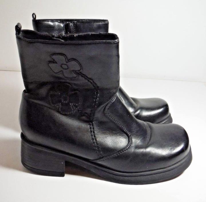 Smart Fit Toddler ankle boots size 4 side zip waterproof black leather  girl