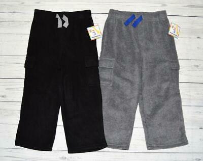NEW LOT 2 Toddler Boys 3T GARANIMALS Micro Fleece Pull On Cargo Pants Black Gray