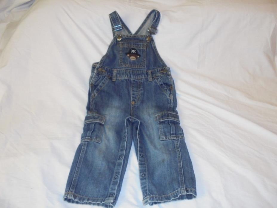 Boys~GYMBOREE~Pirate Monkey Denim Overalls~Sz 18-24m