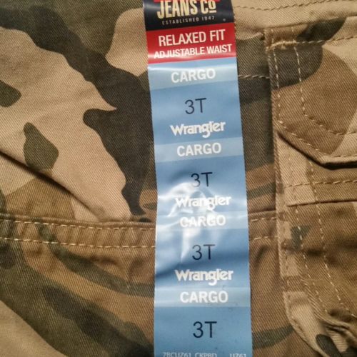 Wrangler Boy's Relaxed Fit Adjustable Waist Camo Cargo Pants Size 3T