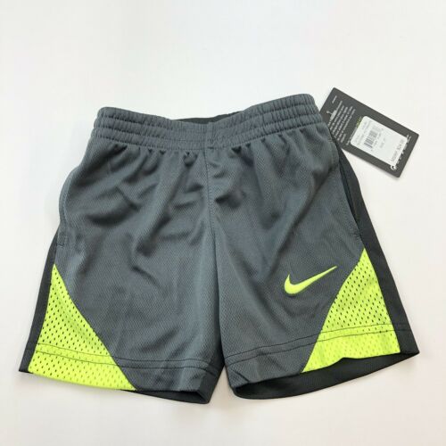 Nike Athletic Shorts Size 2T Toddler Boys Anthracite Grey Neon Yellow NWT