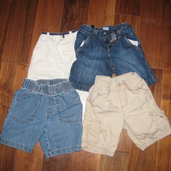 4T toddler shorts 3 pairs khaki and denim jean (no lower left denim shorts)
