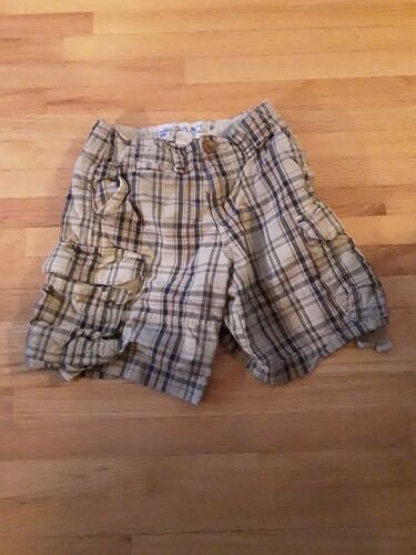 Childrens Place Boys 4T tan red striped zip up button cargo summer Shorts