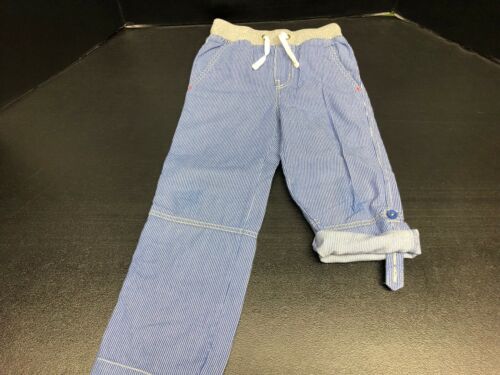 Mini Boden Boy’s Blue Striped Chambray Roll Up Pants Size 6y Great
