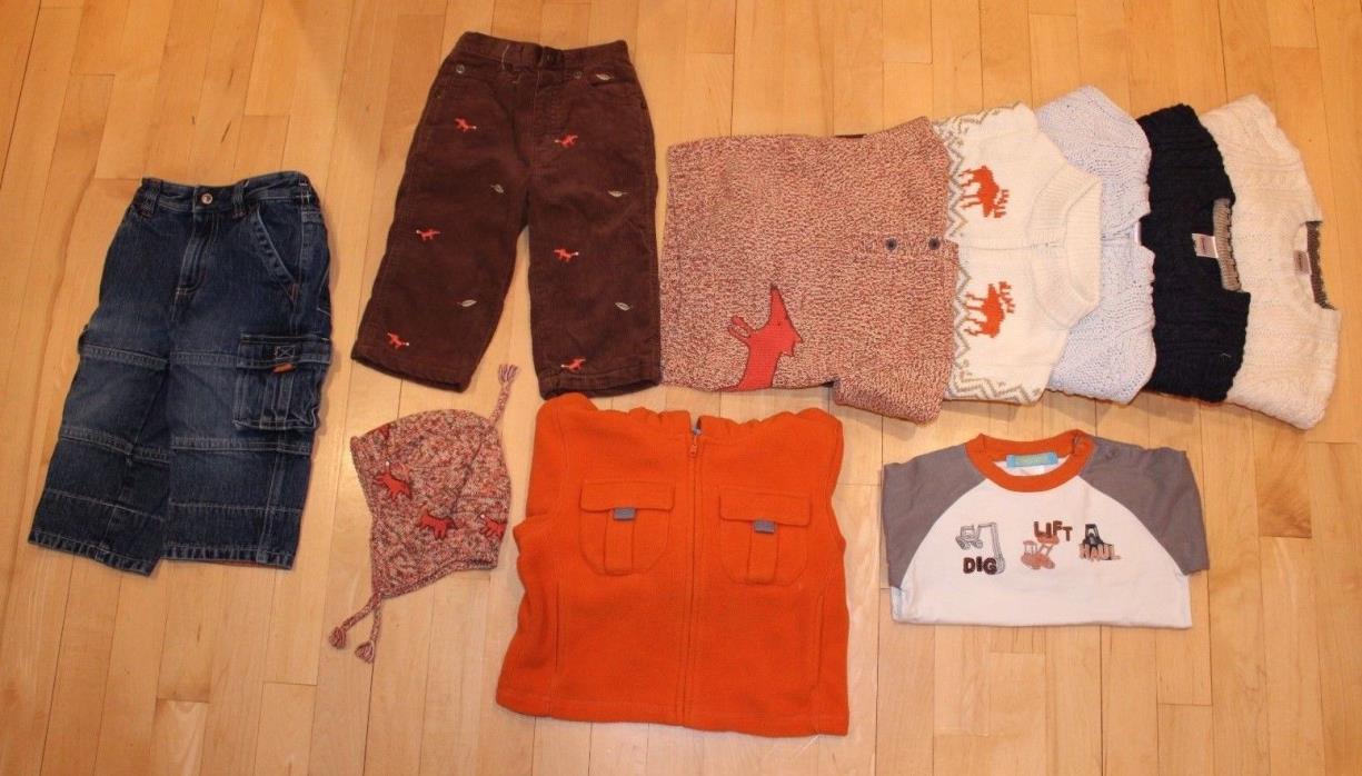Lot of 10 Boys Fall Winter Sweater Hoodie Jeans Hat Size 12-18 Gymboree Fox