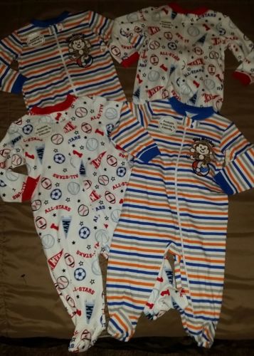 New twin boys 6 to 9 months Garanimals sleepers 4 piece lot