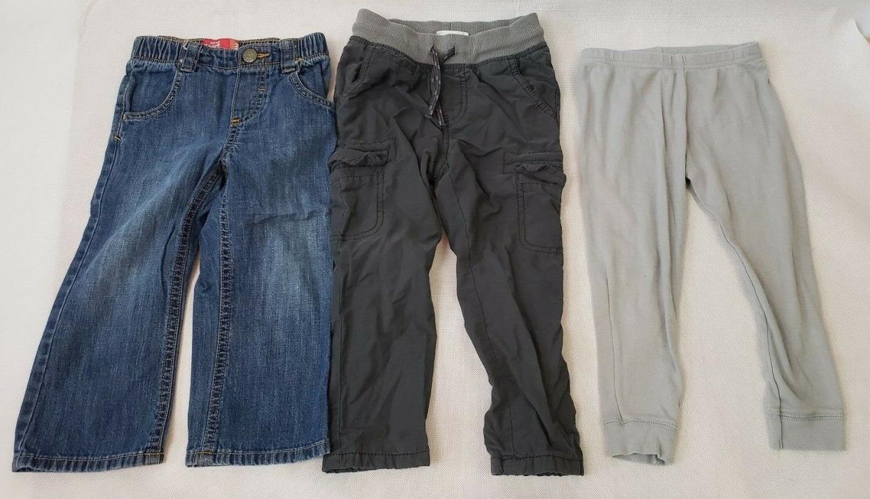 Boy's Carter's Cat & Jack Old Navy Jeans 2T Toddler 3 pc Pant Lot Grey Blue
