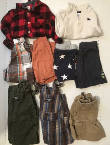 Boys 10Pc Lot Different Brands Overalls, Shirts, Shorts Size 18M/24M